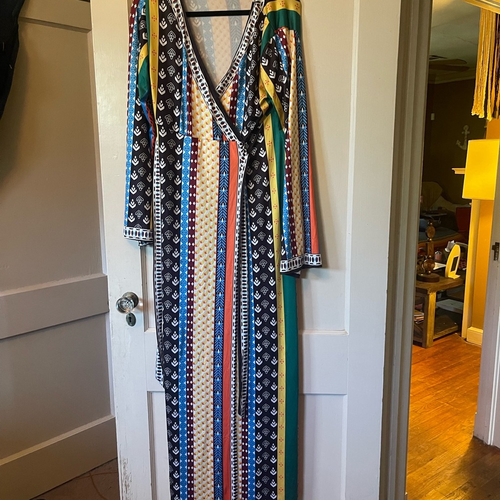 Multicolored Wrap Dress purchased from boutique. Size Large Sucrefas Brand